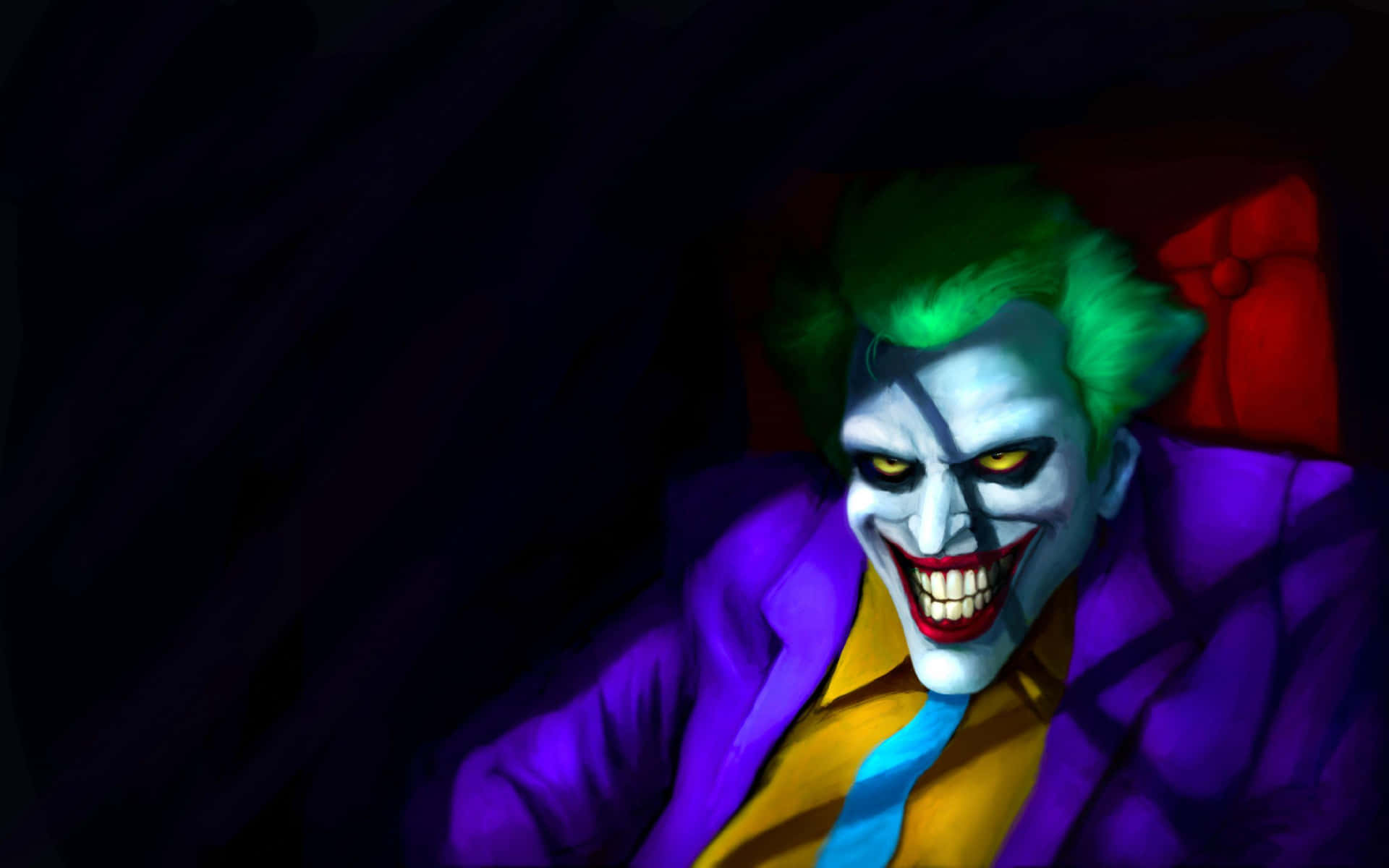 A Chilling Scene Of Joker Laughing Maniacally Background