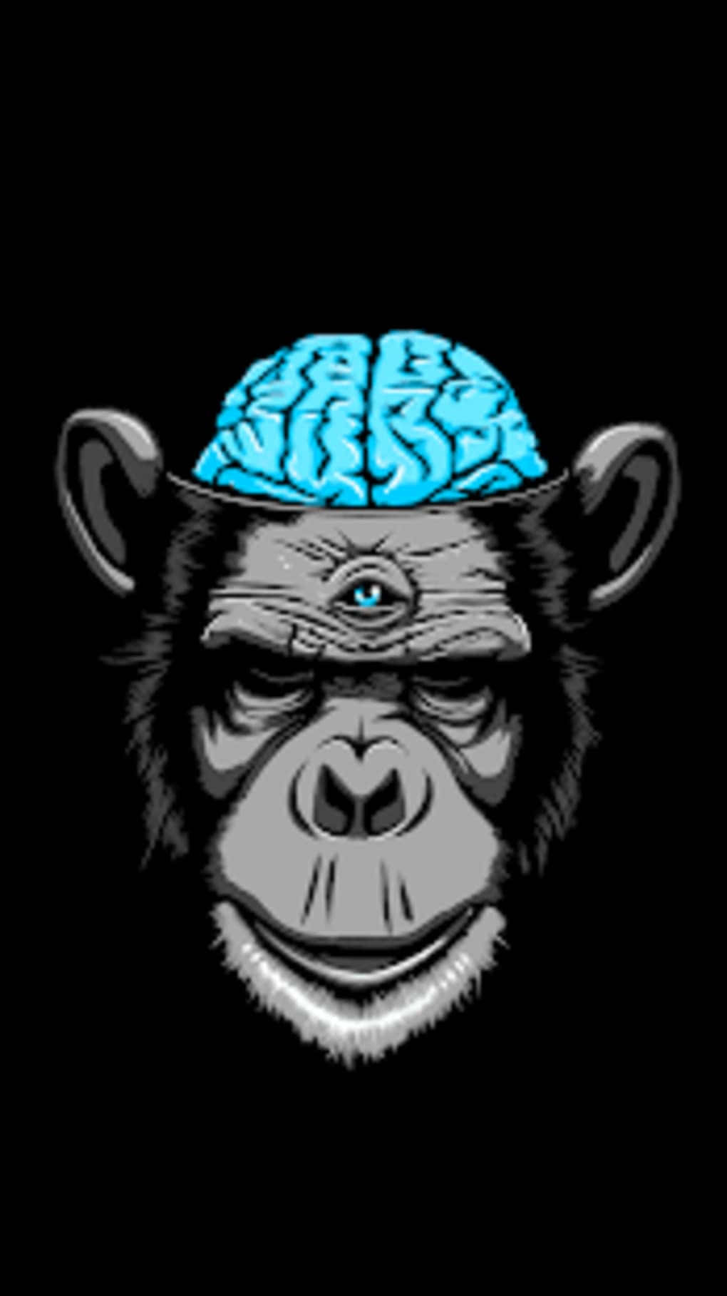 A Chimpanzee With A Blue Brain On His Head Background
