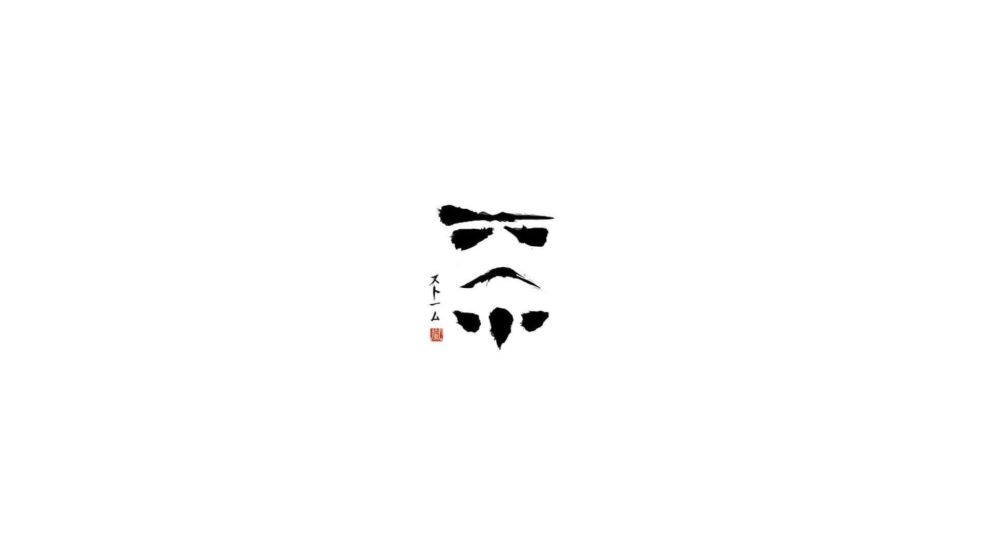 A Chinese Calligraphy Style With A Star Wars Character Background