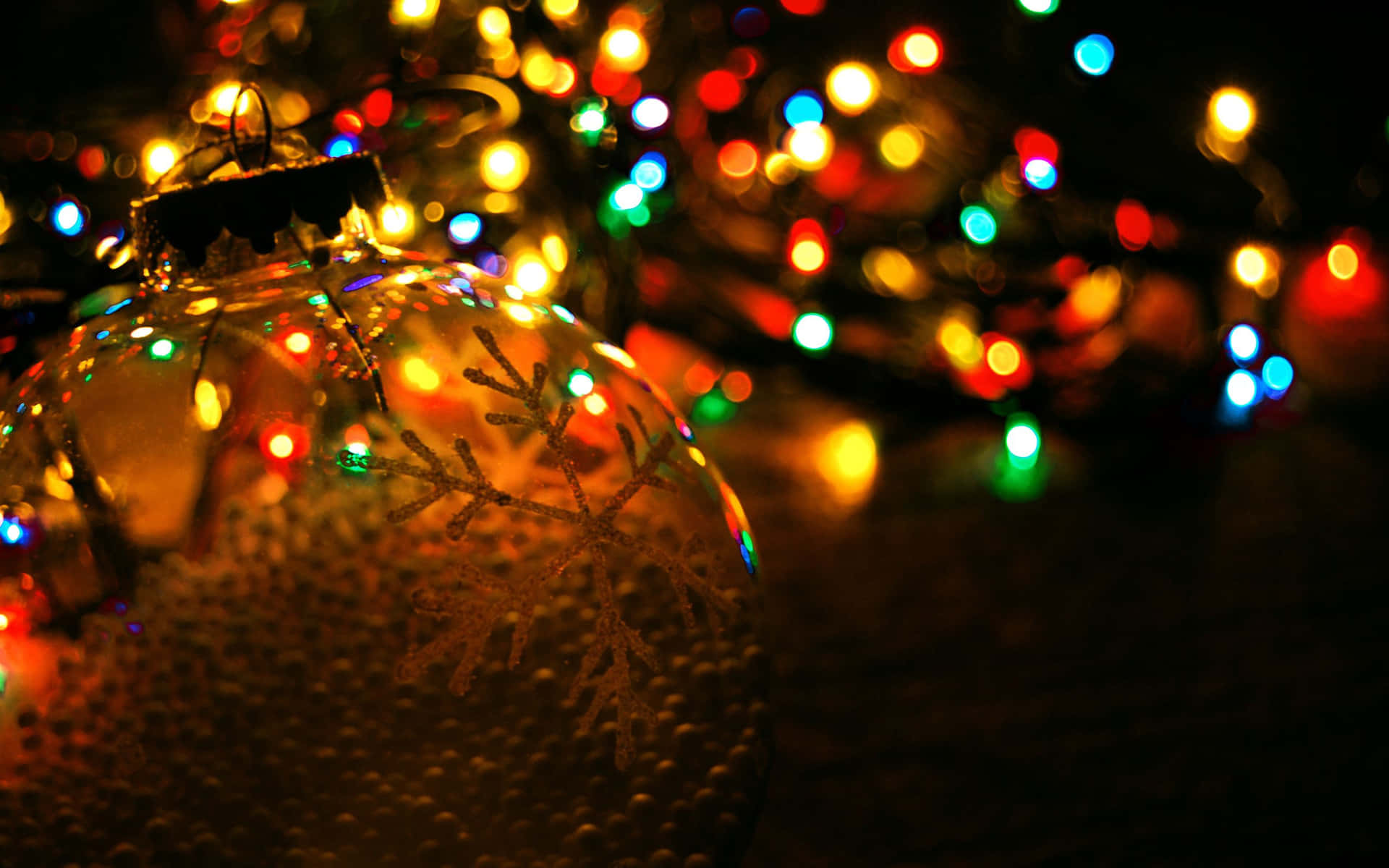 A Christmas Ball With Lights Background