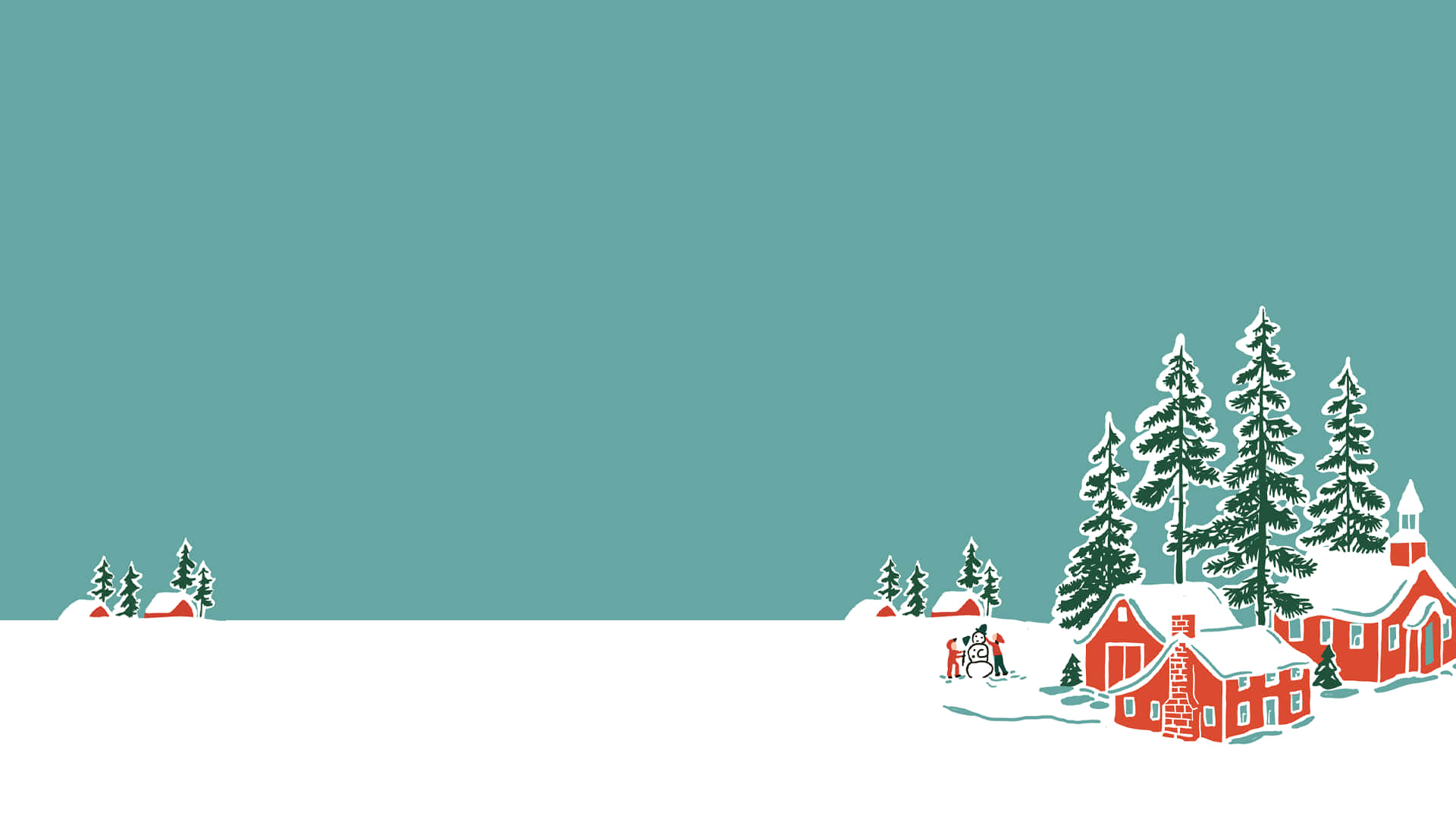 A Christmas Scene With A Village And Trees Background