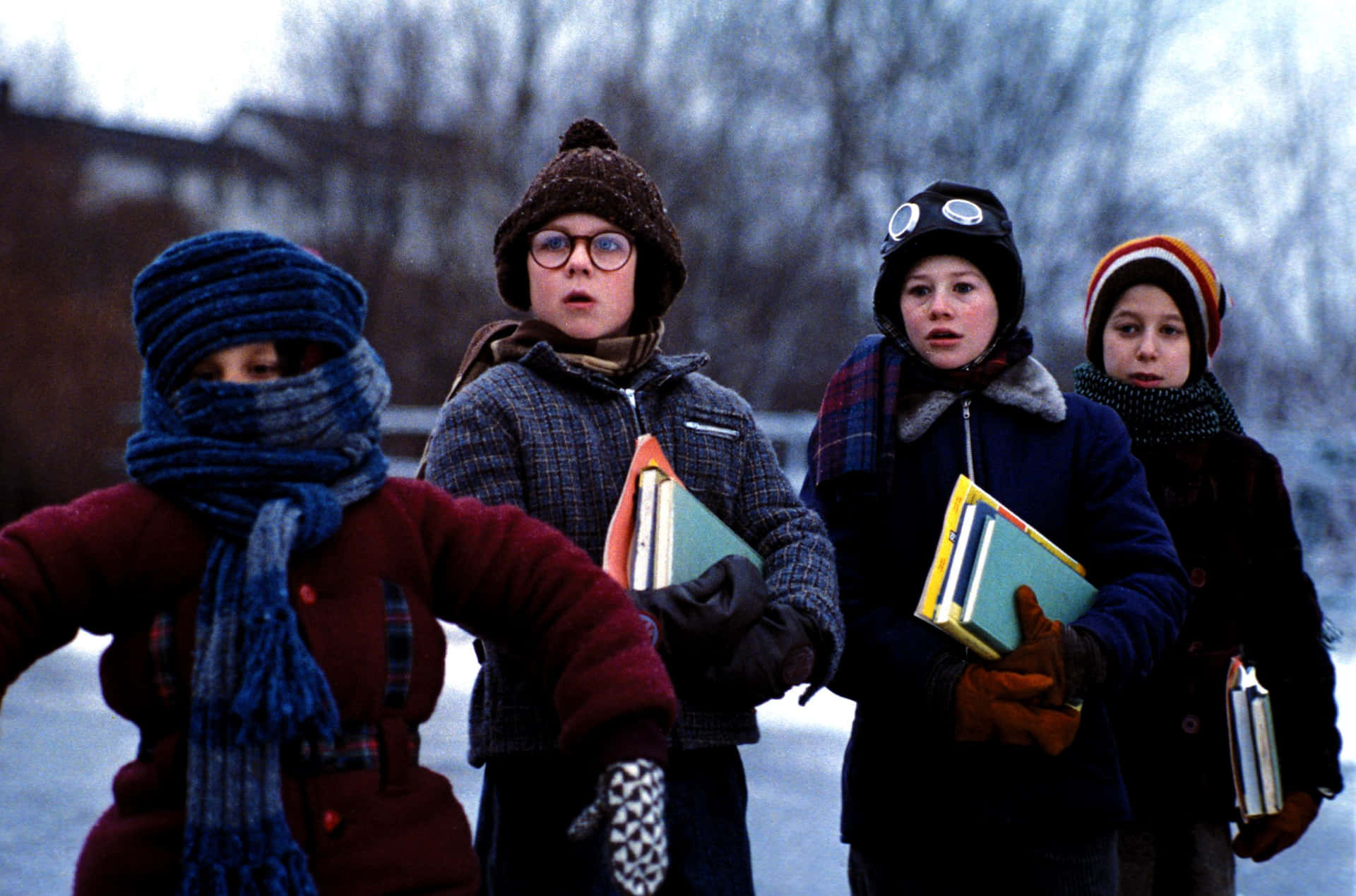 A Christmas Story Children In Winter Background