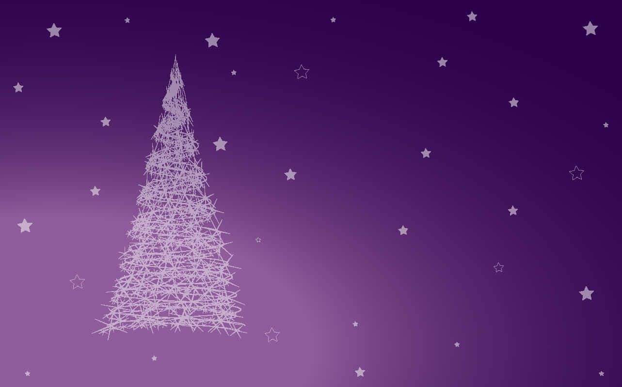 A Christmas Tree On A Purple Background Background