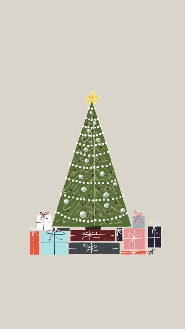 A Christmas Tree With Presents On It Background