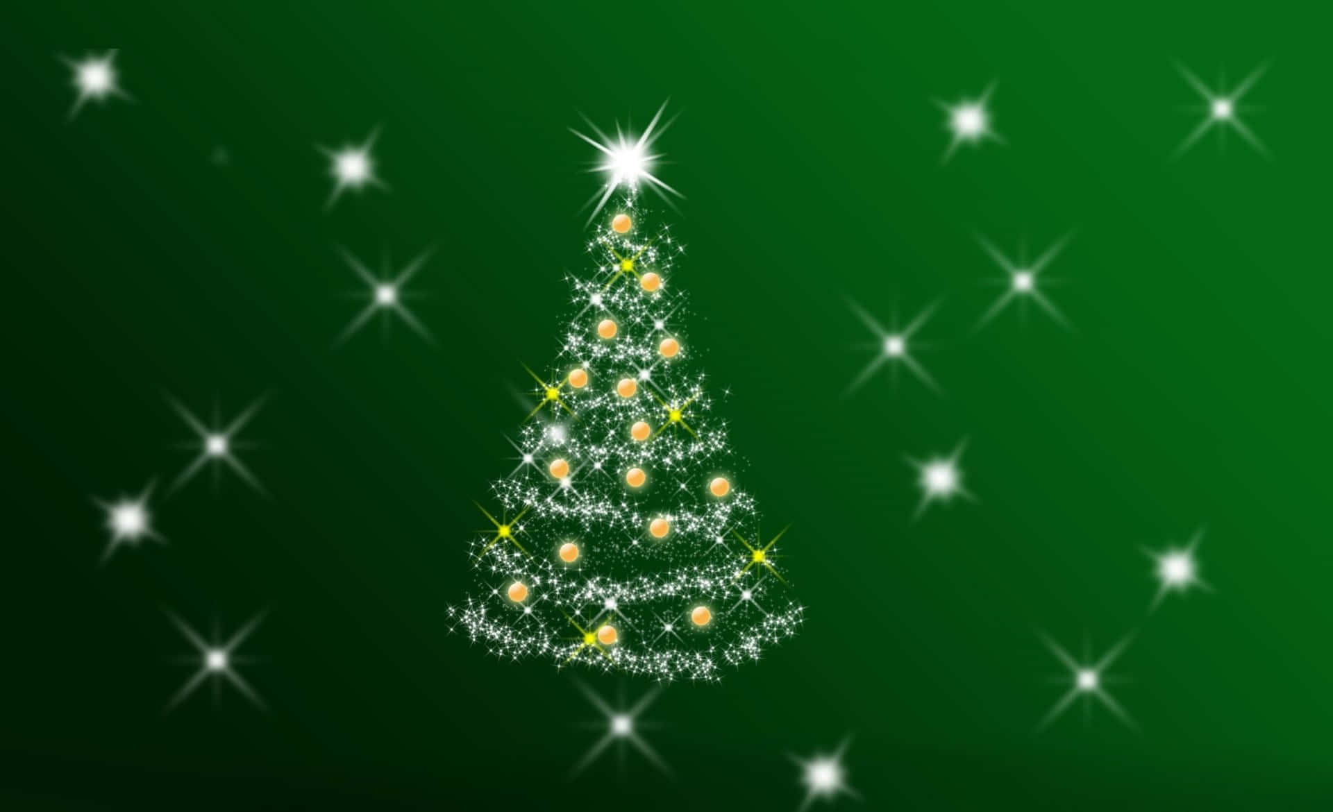A Christmas Tree With Stars On A Green Background Background