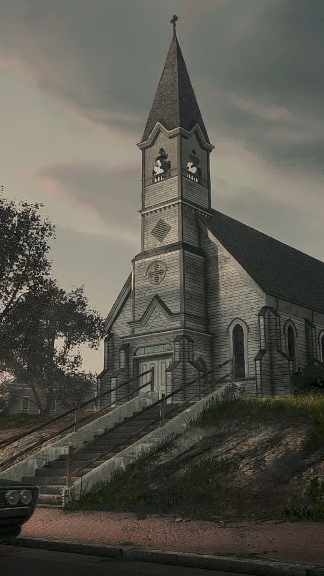 A Church With A Steeple Background