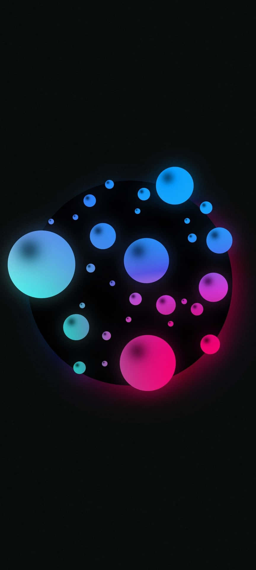 A Circle Of Colorful Bubbles On A Black Background Background