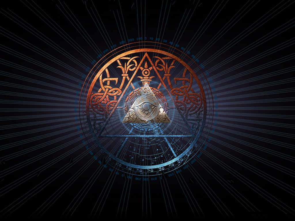 A Circular Symbol With A Blue And Orange Background Background