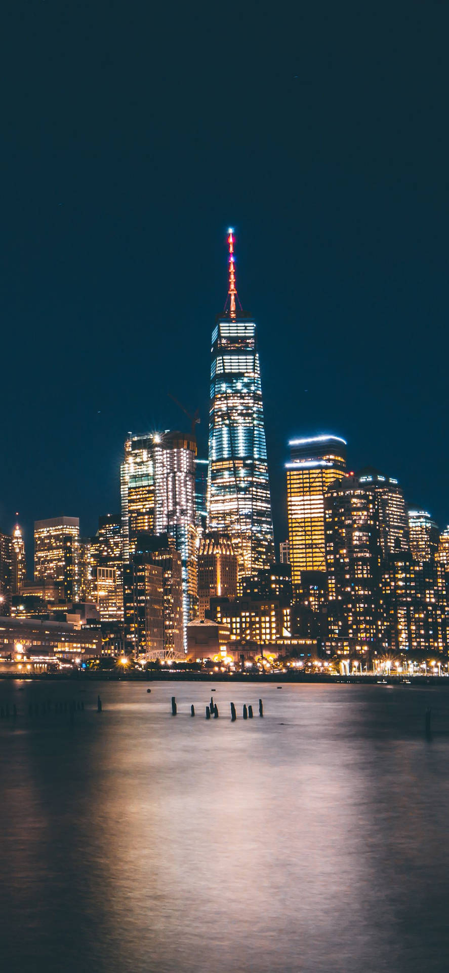 A City Skyline At Night