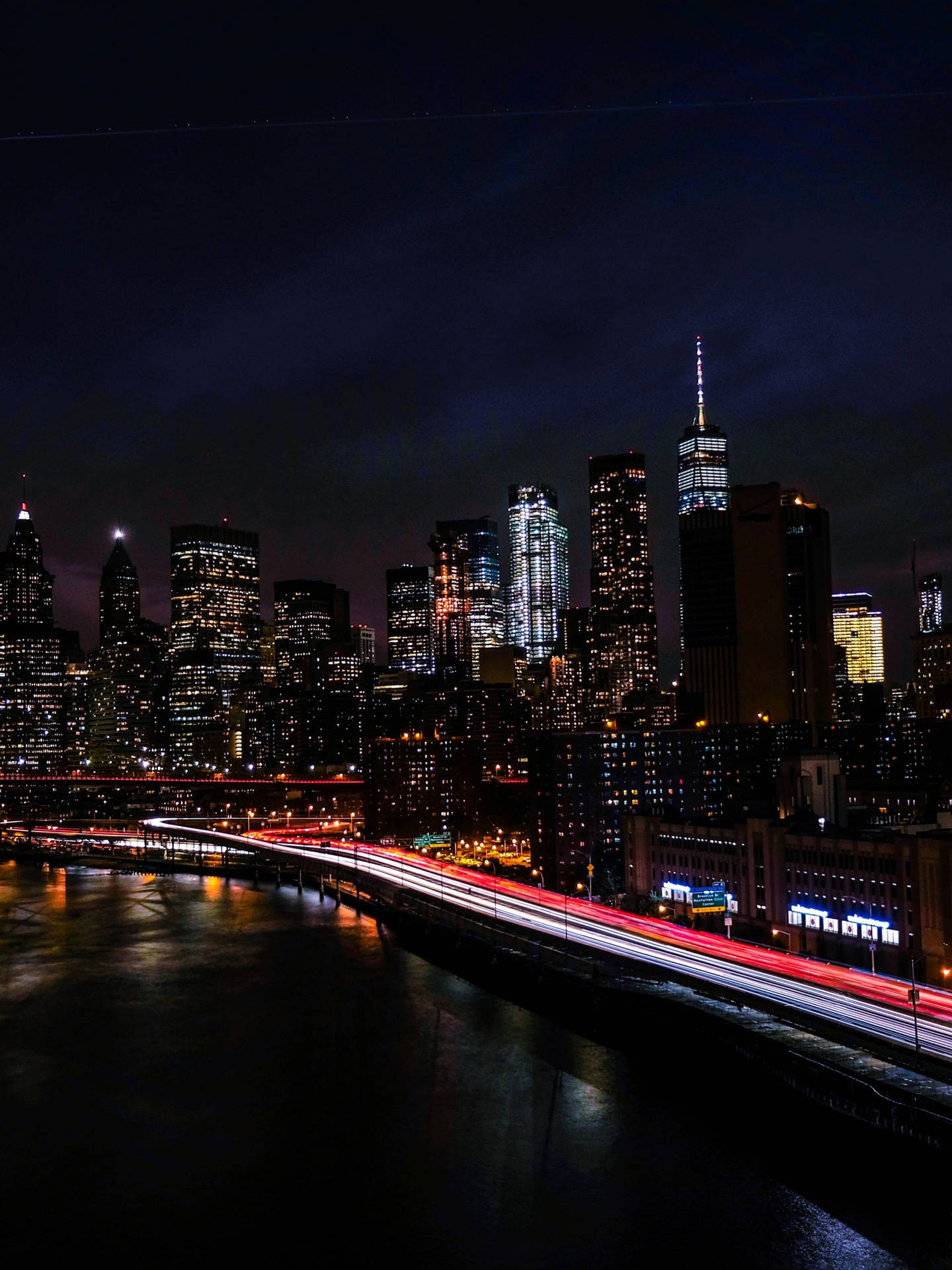 A City Skyline At Night Background