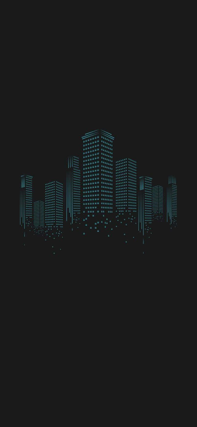 A City Skyline With Blue Lights On A Black Background Background