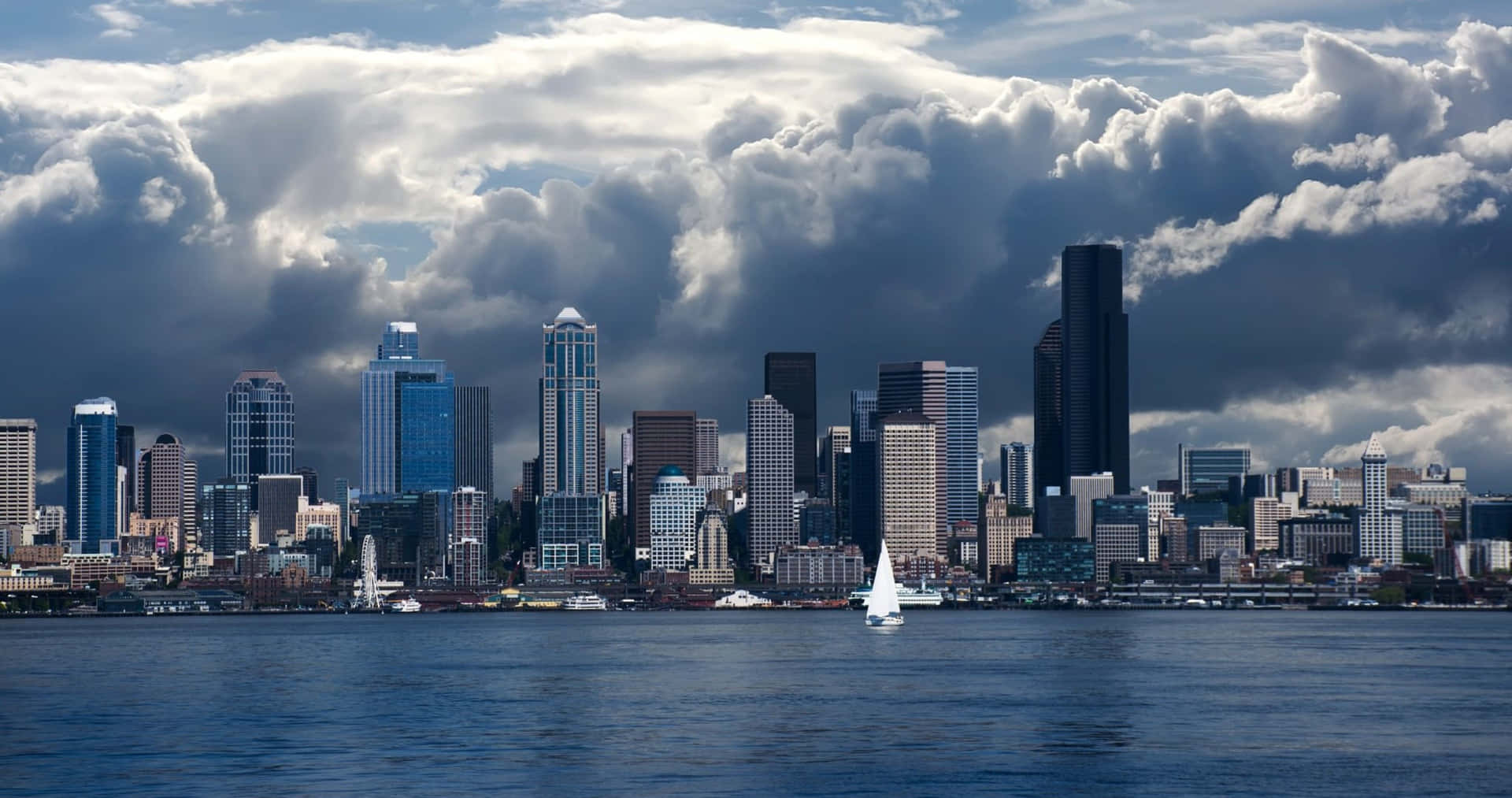 A City Skyline With Clouds Background