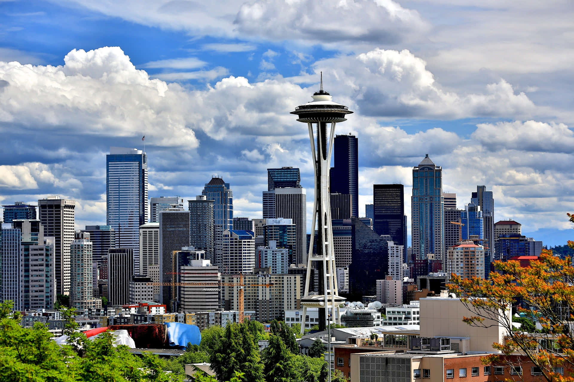 A City Skyline With Clouds Background