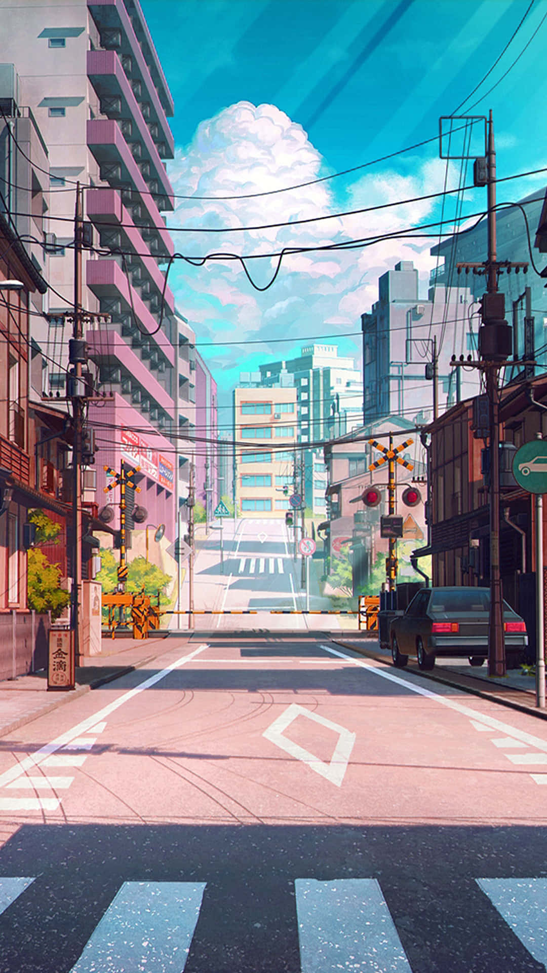 A City Street With A Crosswalk Background