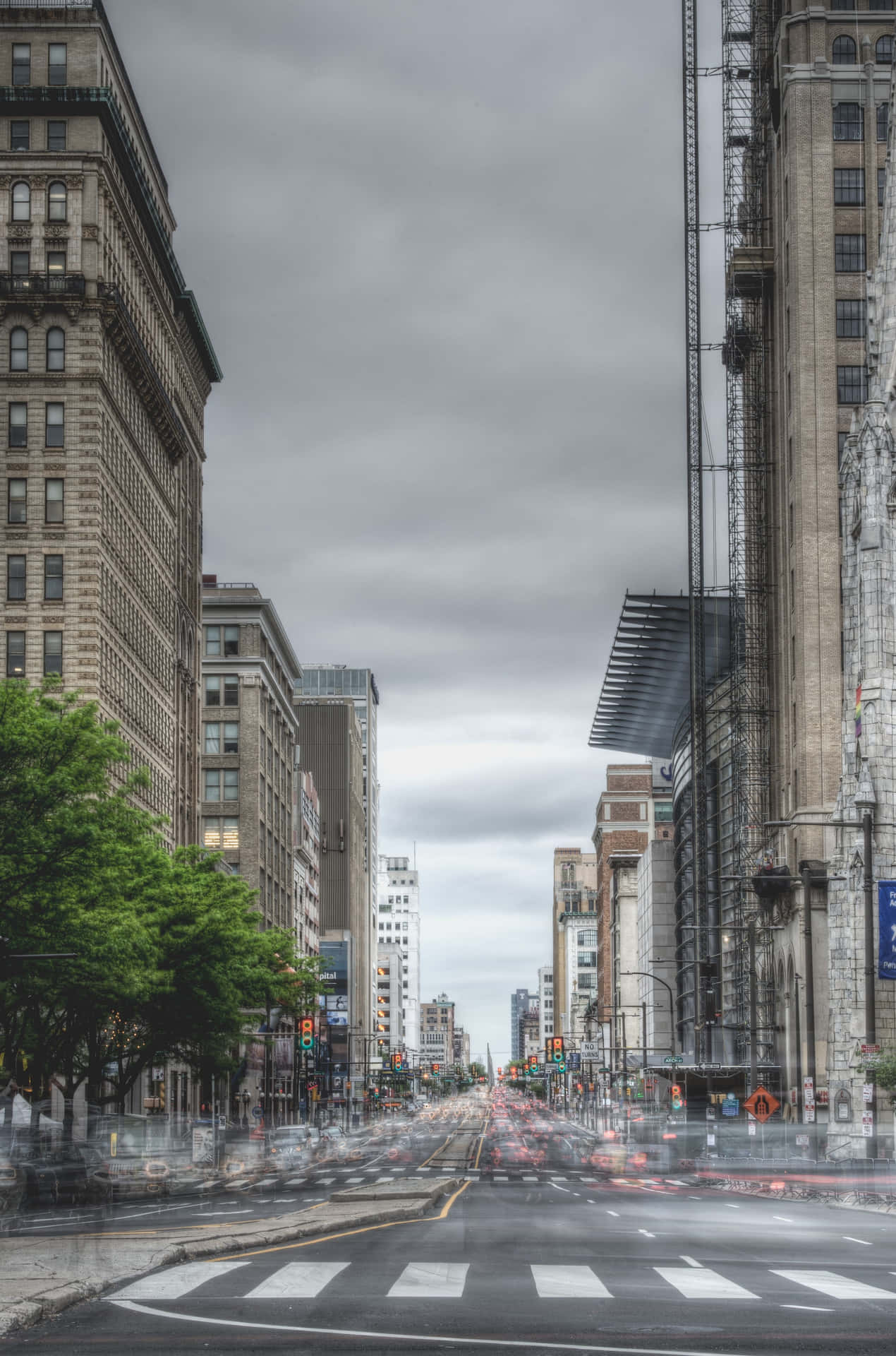 A City Street With A Lot Of Traffic Background