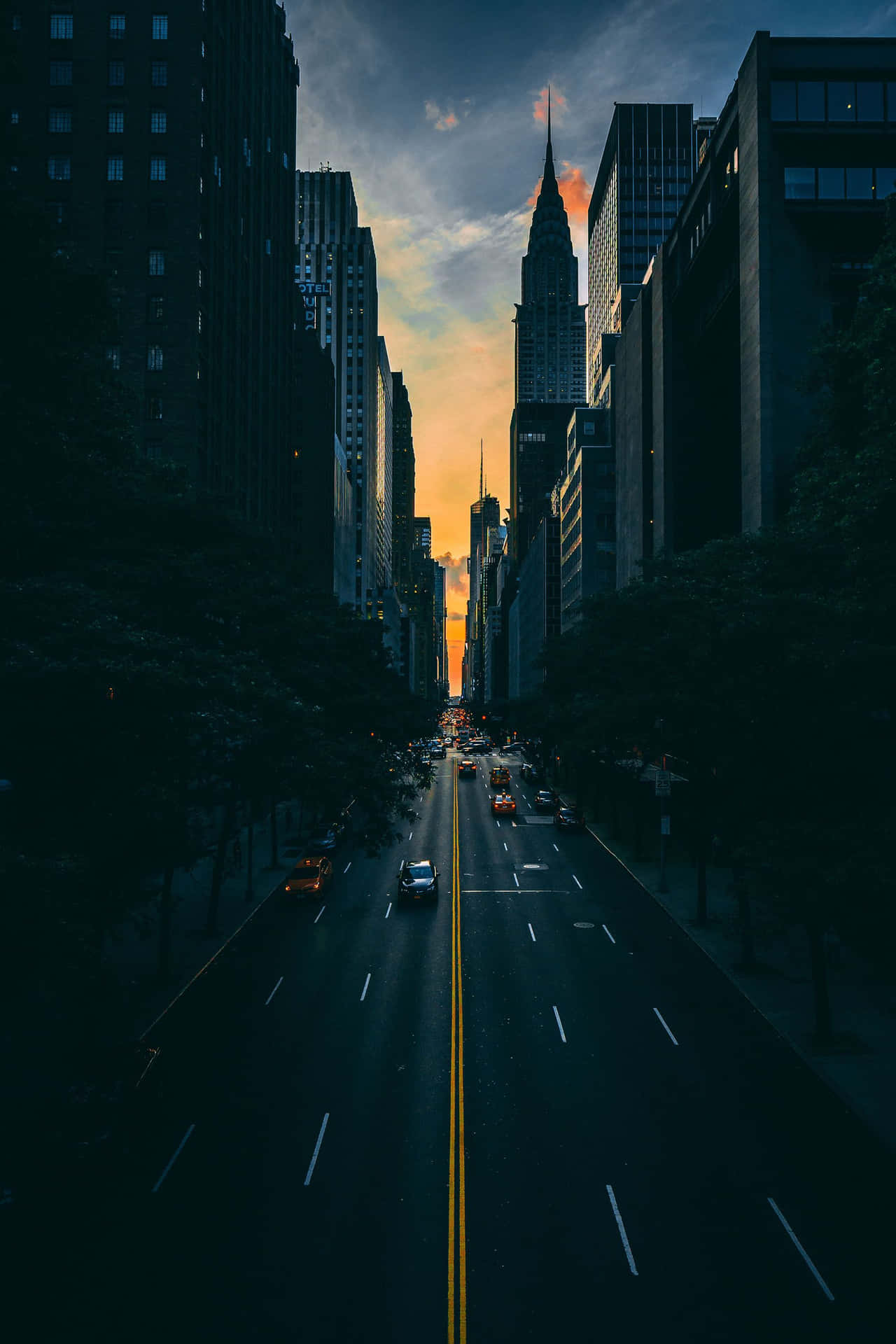 A City Street With Cars Background