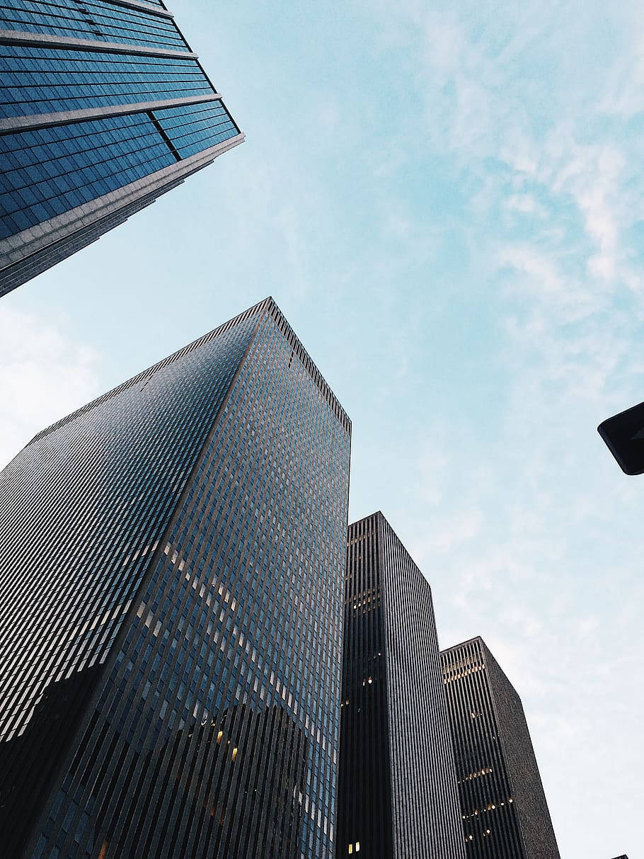 A City Street With Tall Buildings Background