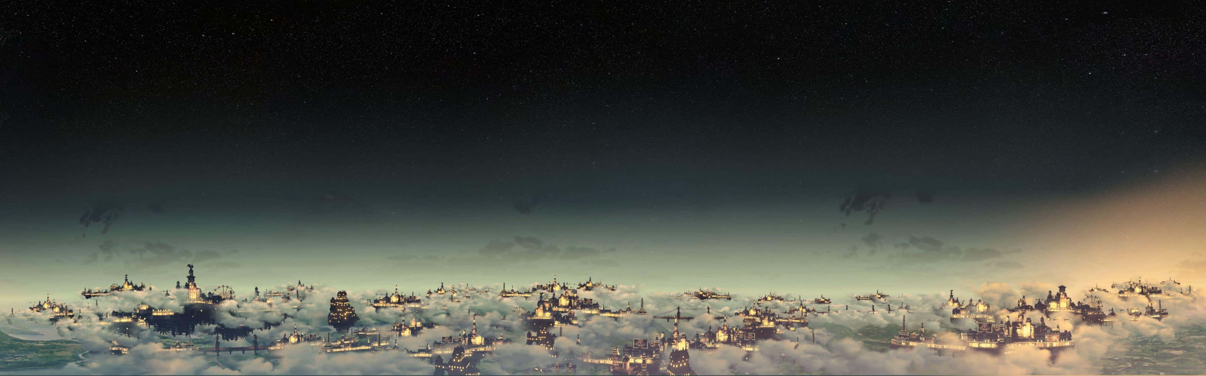 A City With A Lot Of Buildings And Clouds Background