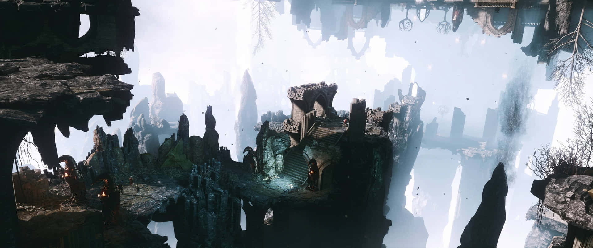 A City With A Lot Of Rocks And Trees Background