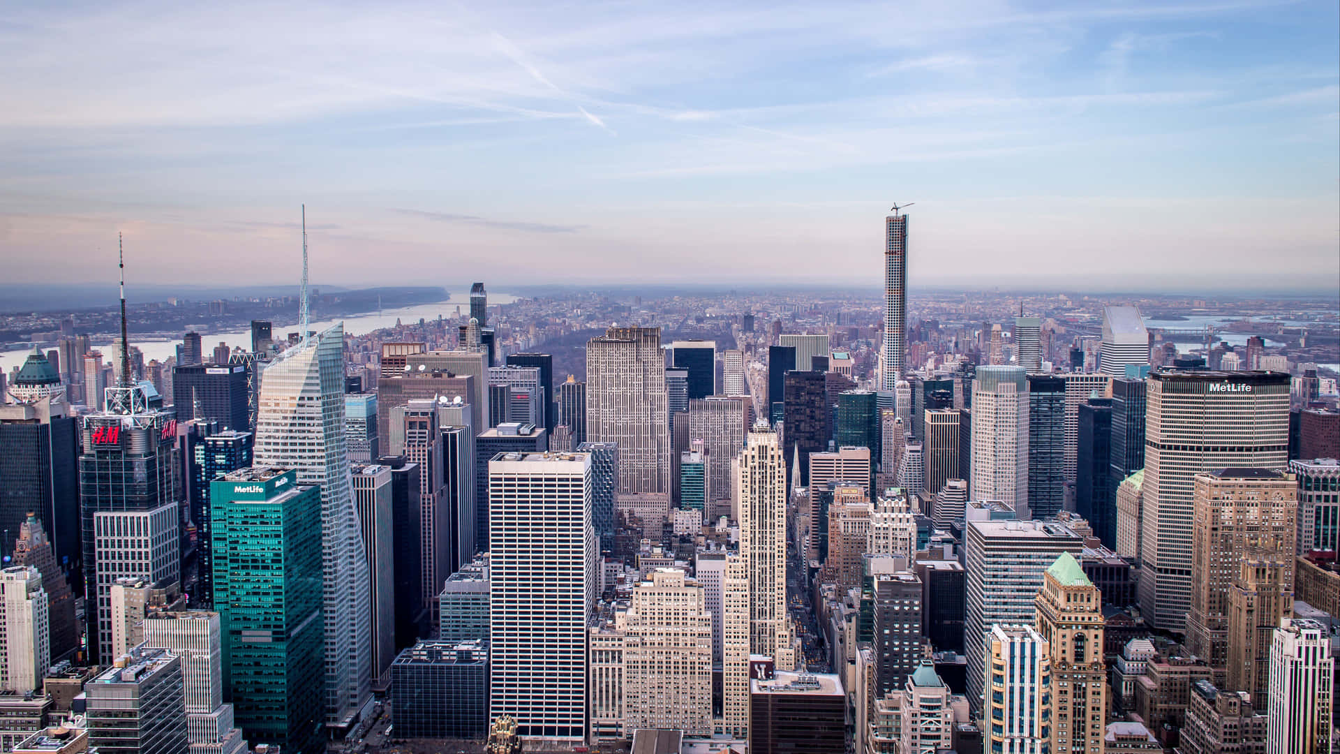 A City With Many Tall Buildings Background