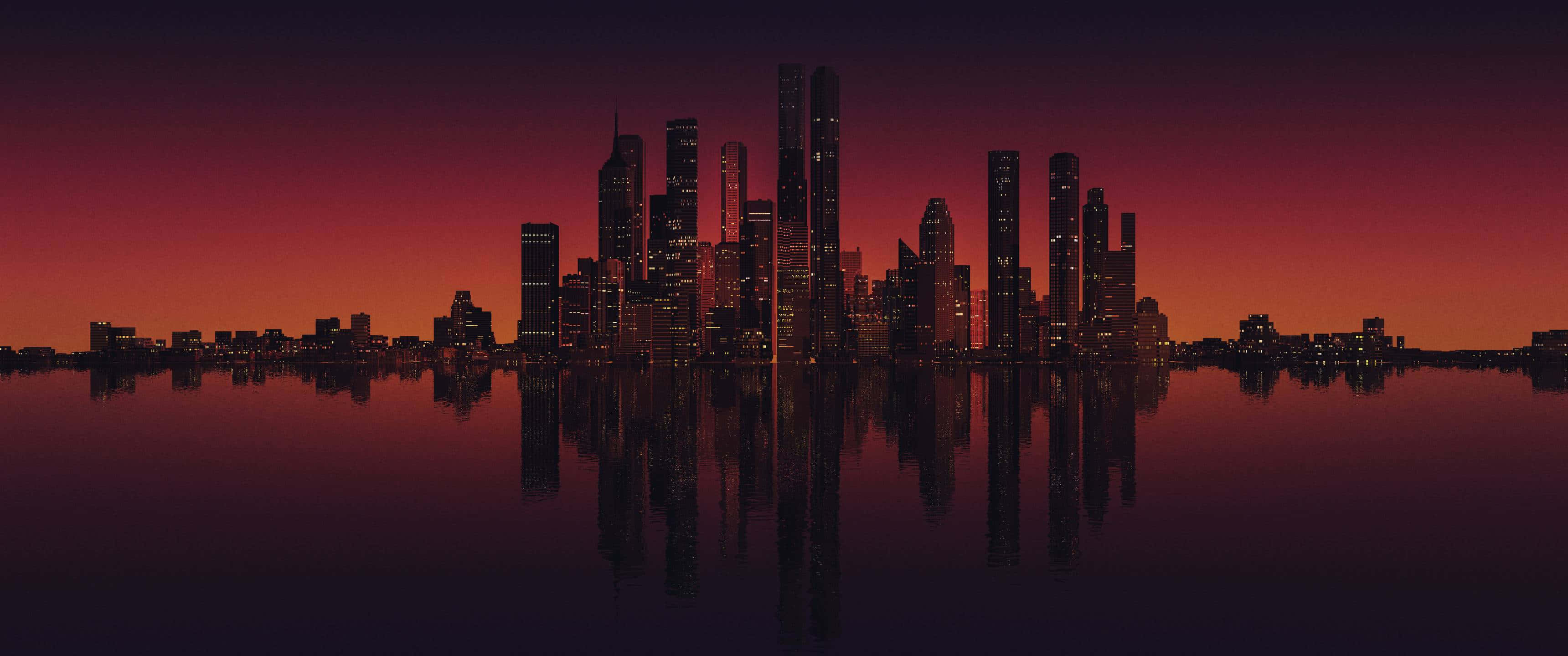 A Cityscape With Buildings In The Background Background
