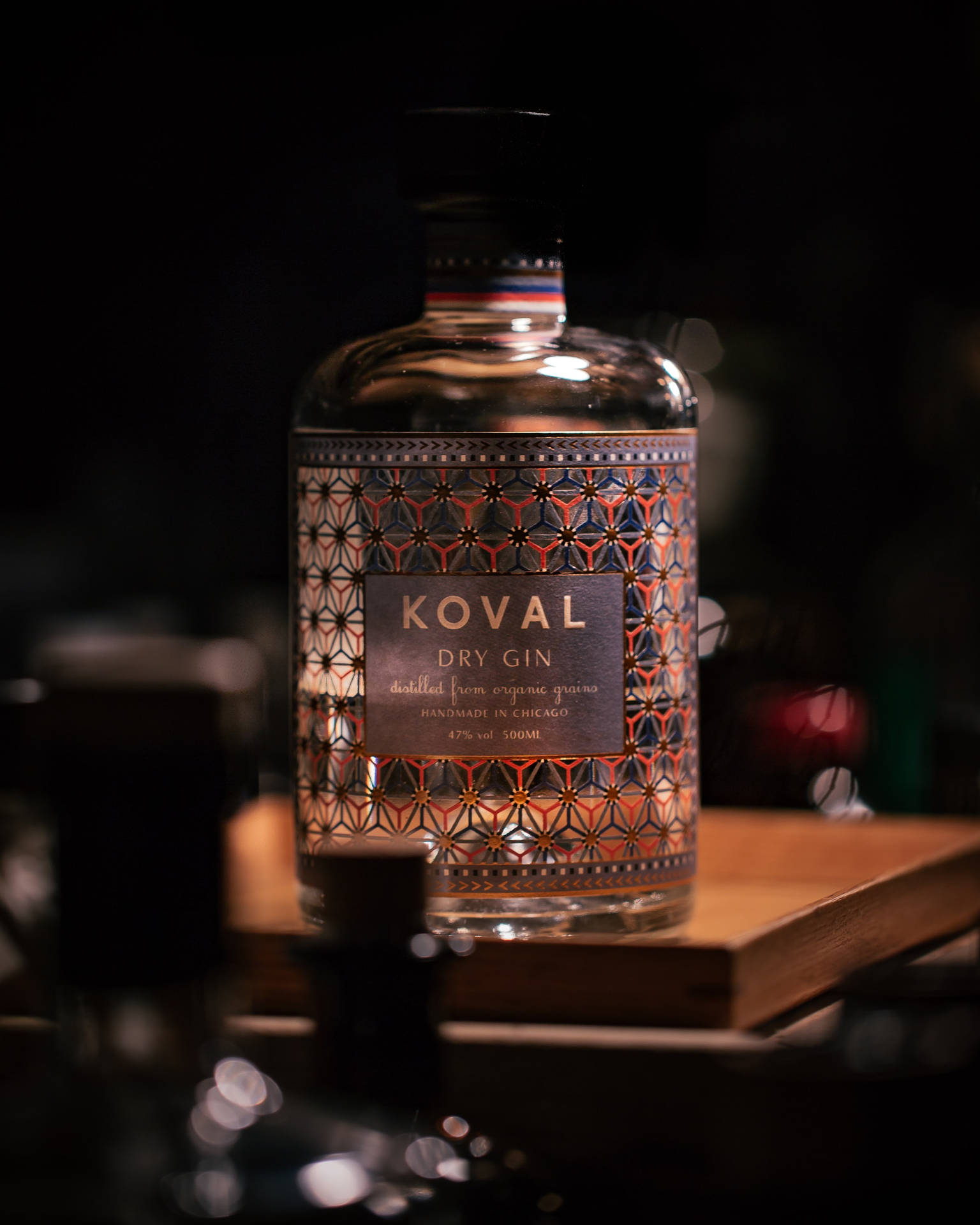 A Classic Bottle Of Koval Gin Background