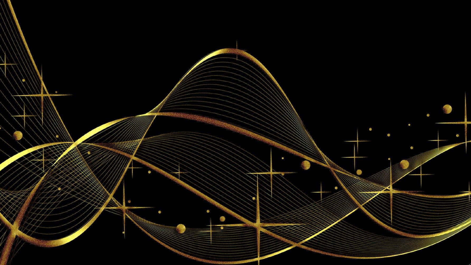 A Classic, Elegant Black And Gold Patterned Wall Design. Background