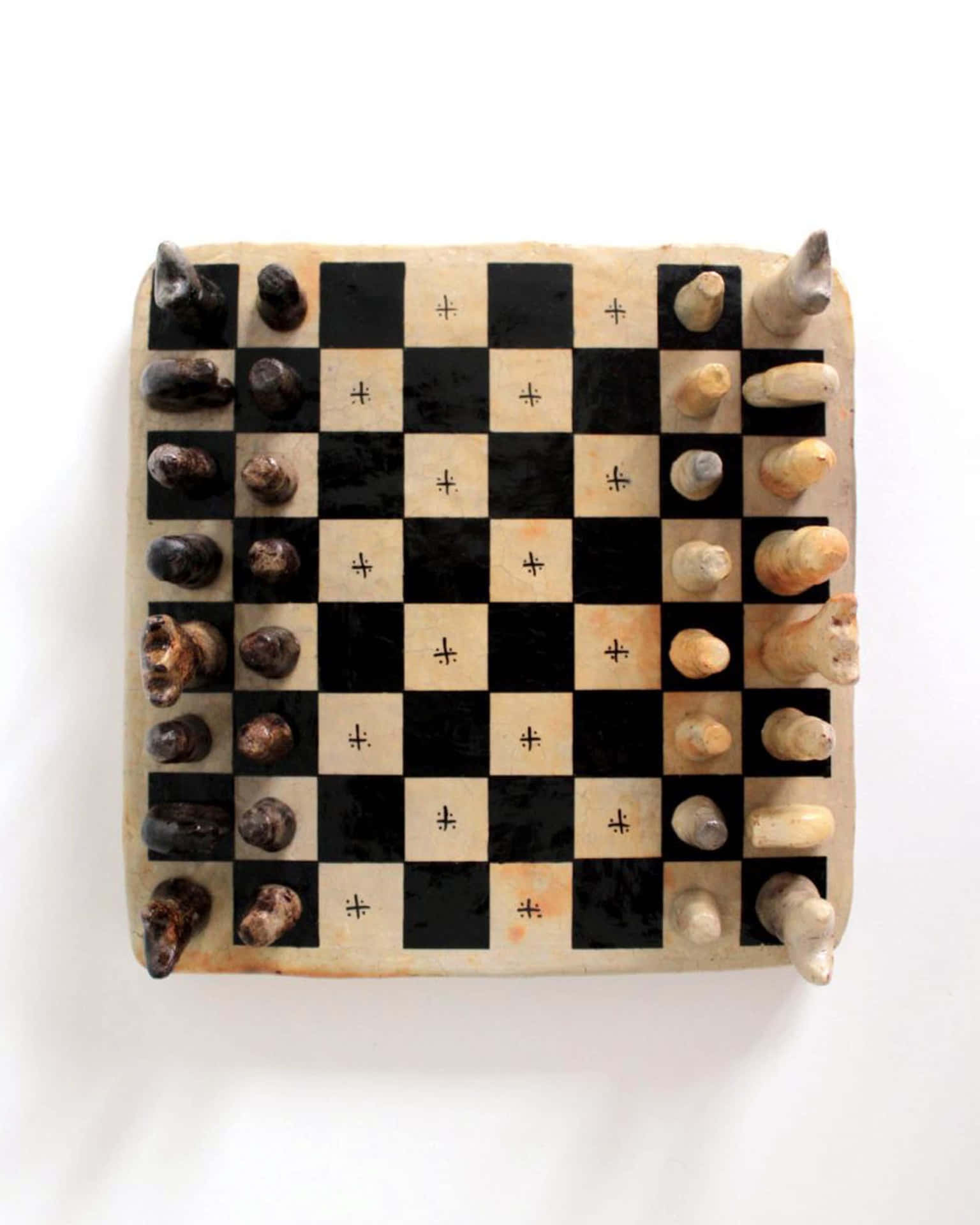 A Classic Game Of Chess On A Wooden Chessboard