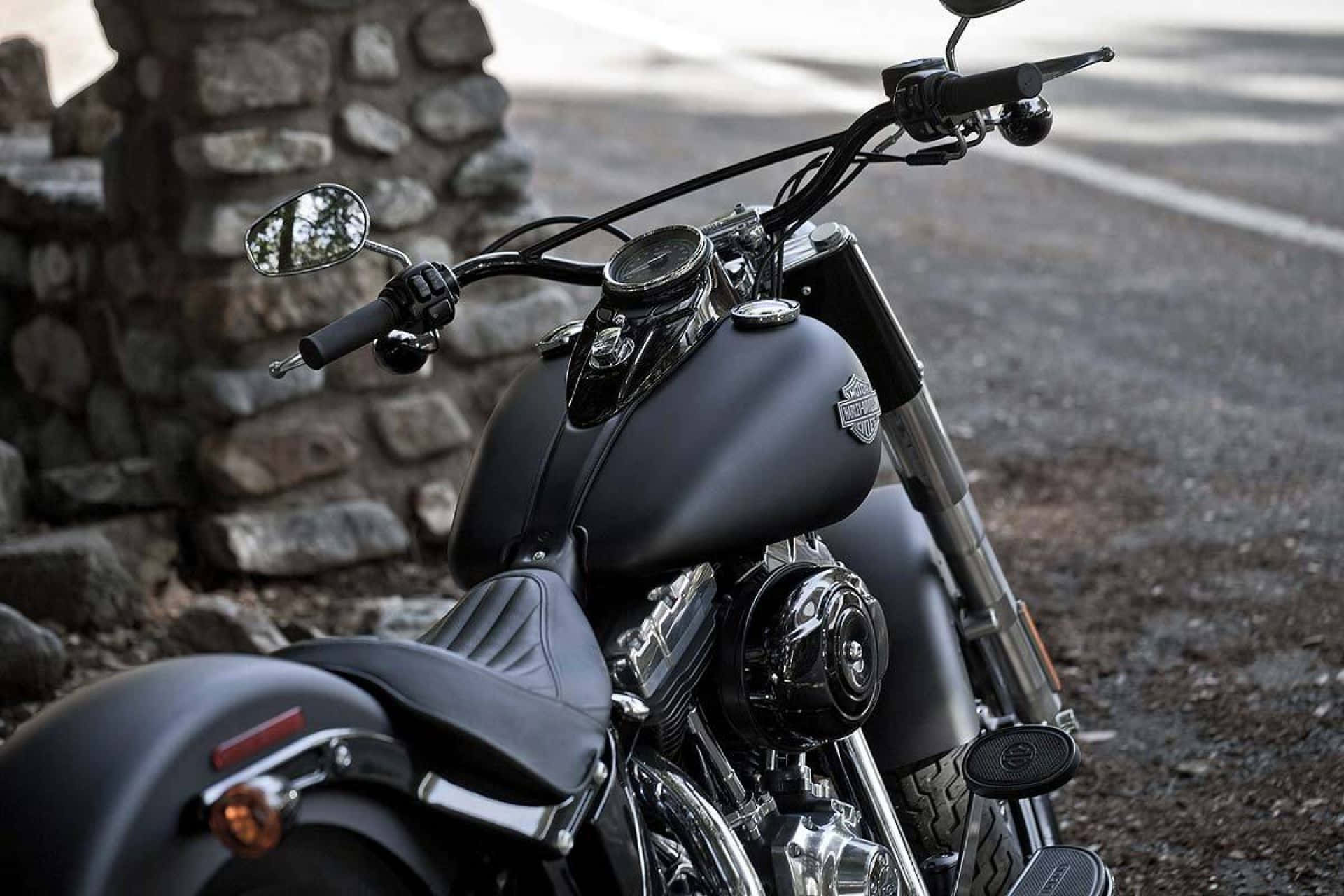 A Classic Harley Davidson Hd Motorcycle On The Open Road. Background