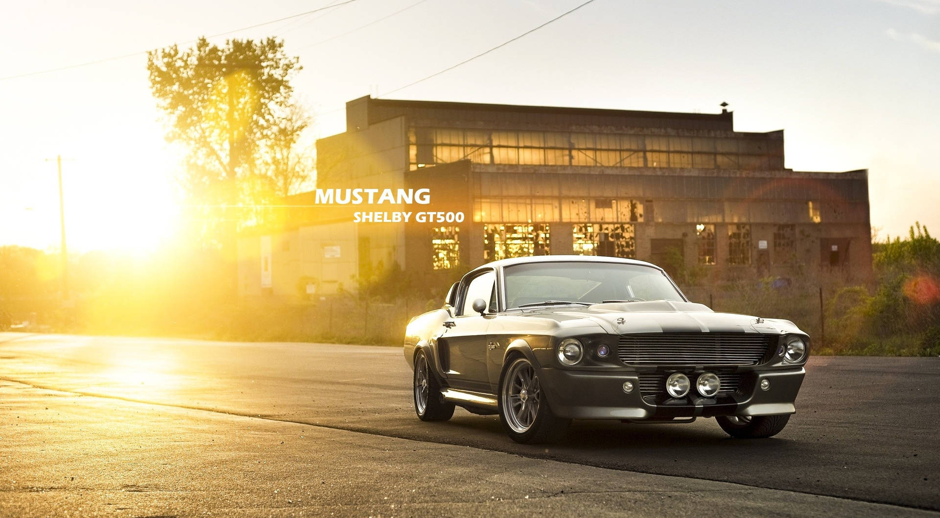 A Classic Mustang Is Parked In Front Of A Building