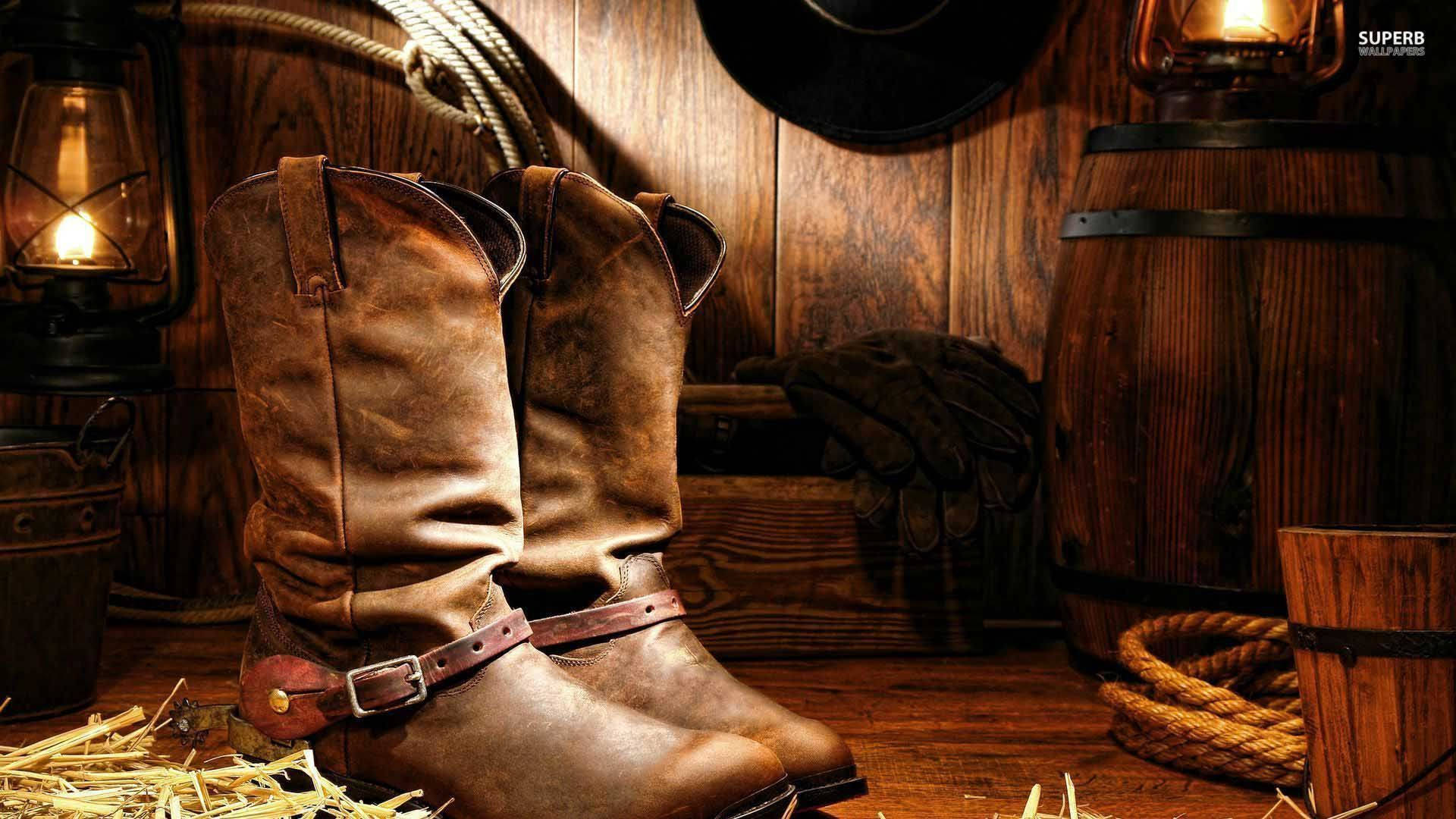 A Classic Pair Of Stylish Brown Cowgirl Boots Background