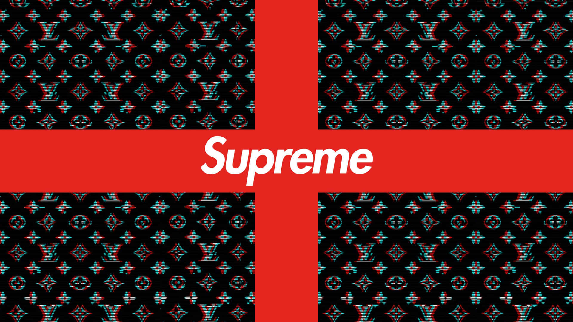 A Classic Supreme Logo In The Center Of A Vibrant Red Background