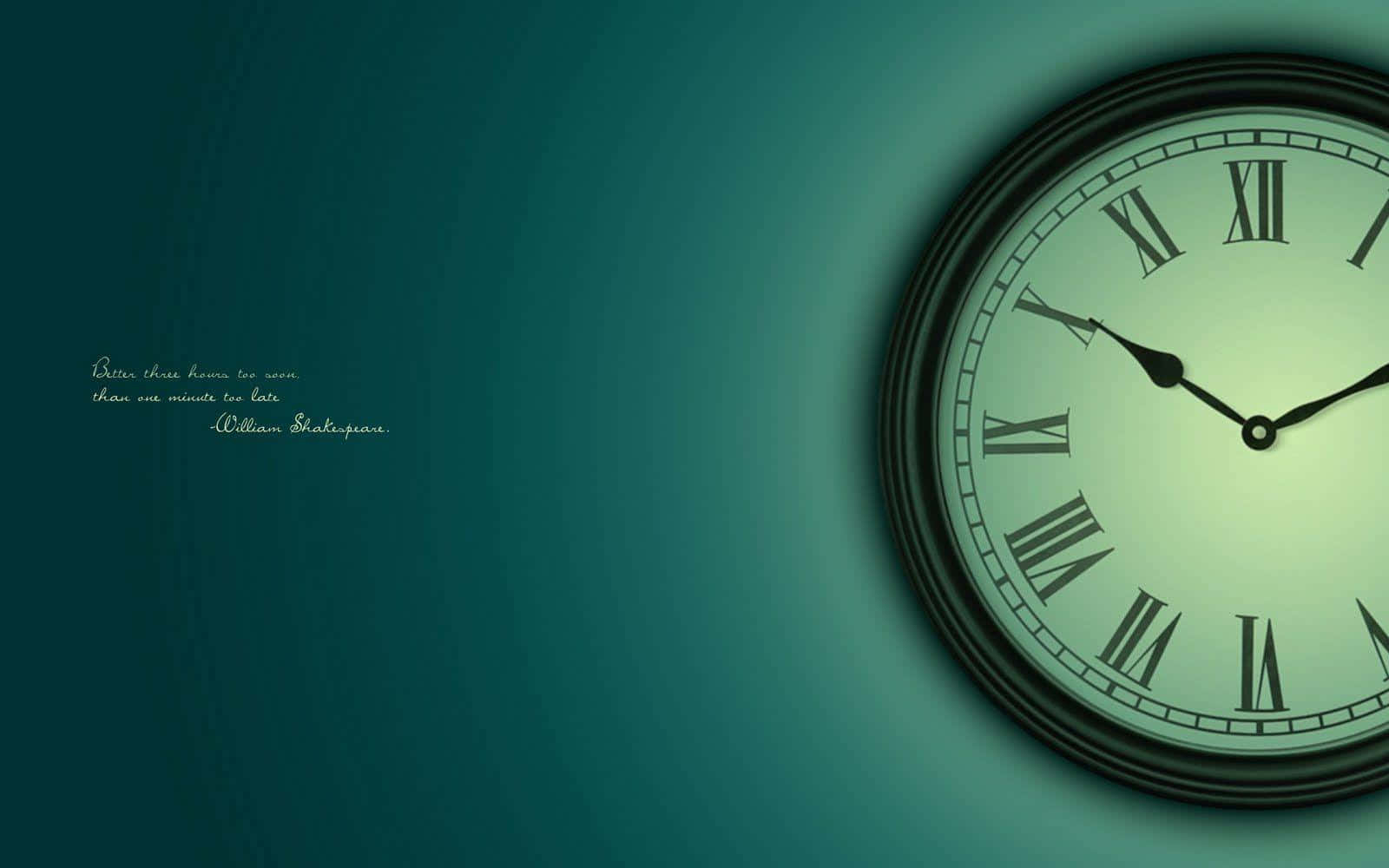A Clock With Roman Numerals On A Green Background Background