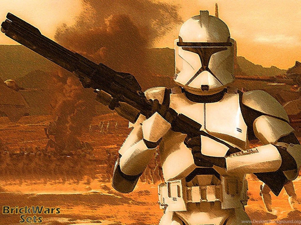 A Clone Trooper On Patrol Background