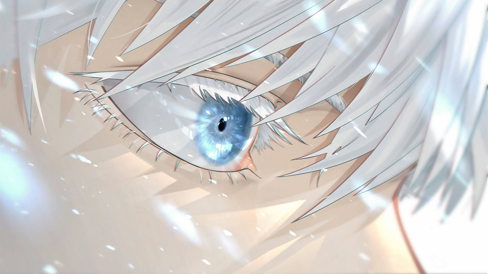 A Close Up Of A Blue Eye With White Hair Background