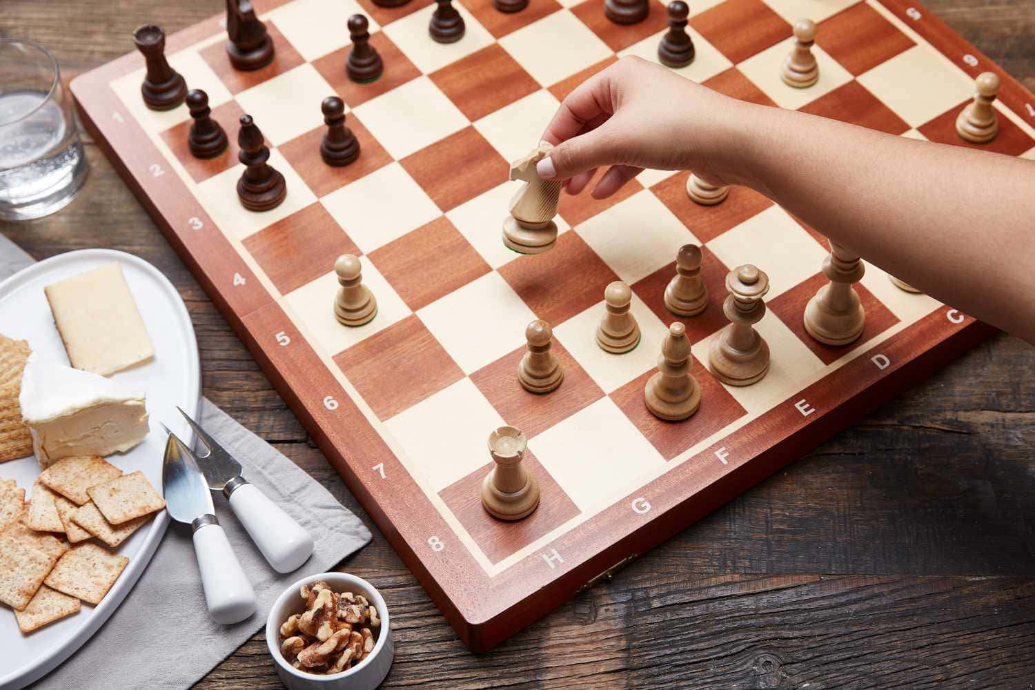 A Close-up Of A Chessboard Right Before A Match Background