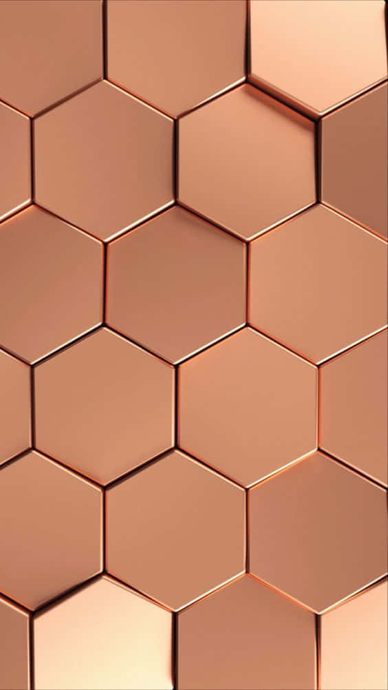 A Close Up Of A Copper Hexagonal Tile Background