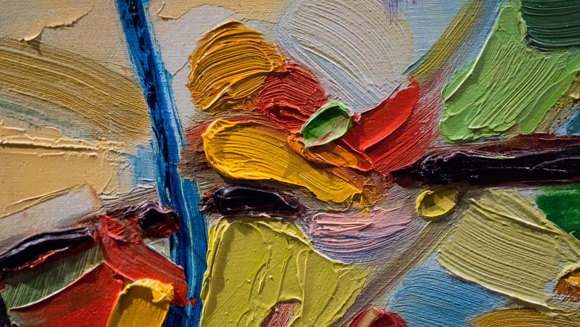A Close Up Of An Abstract Painting With Colorful Paint Background