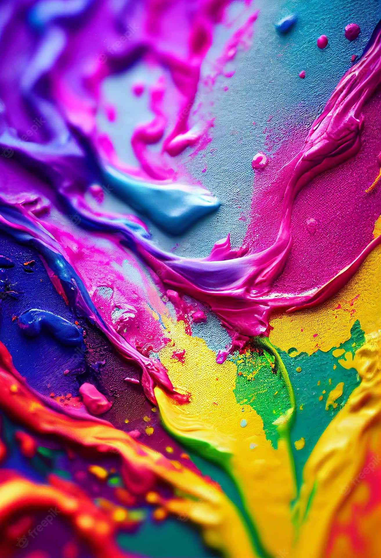 A Close Up Of Colorful Paint Splashed On A Surface Background