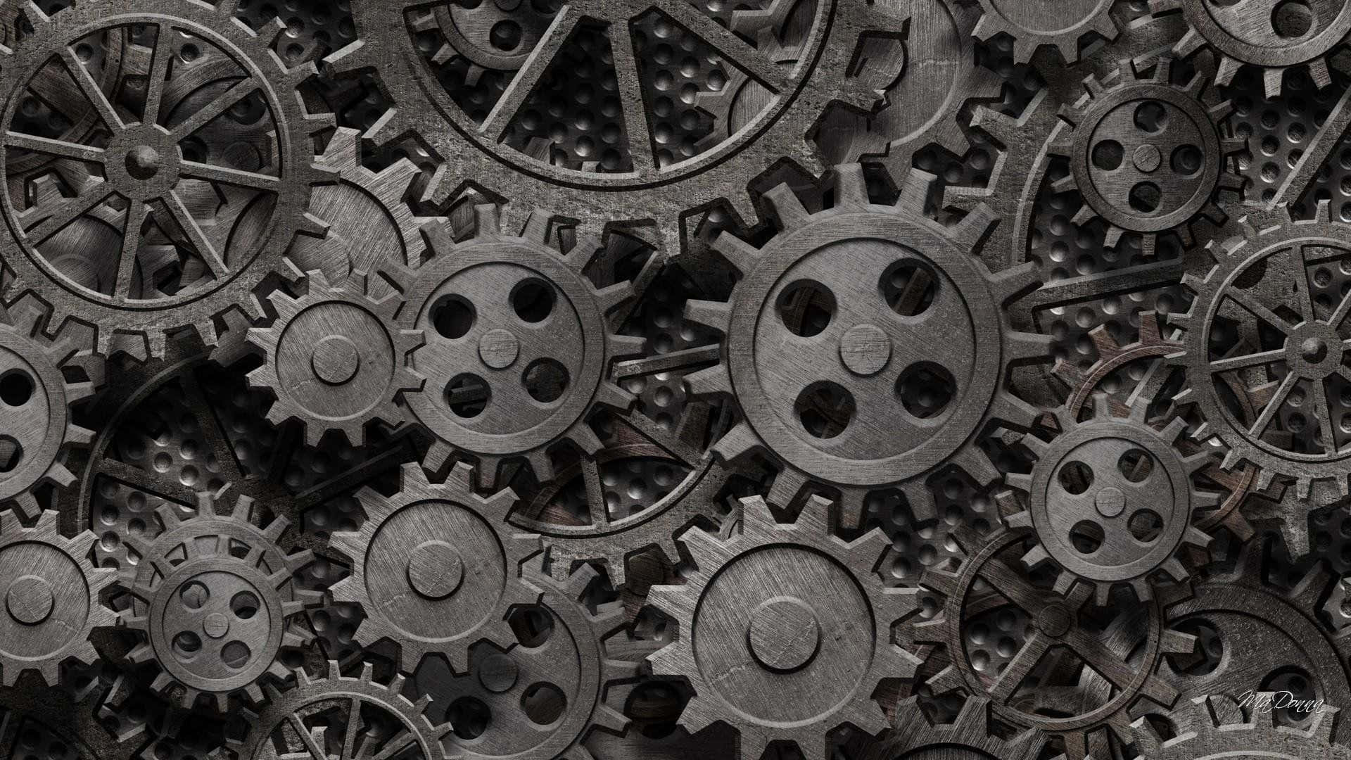 A Close Up Of Many Gears And Gears Background