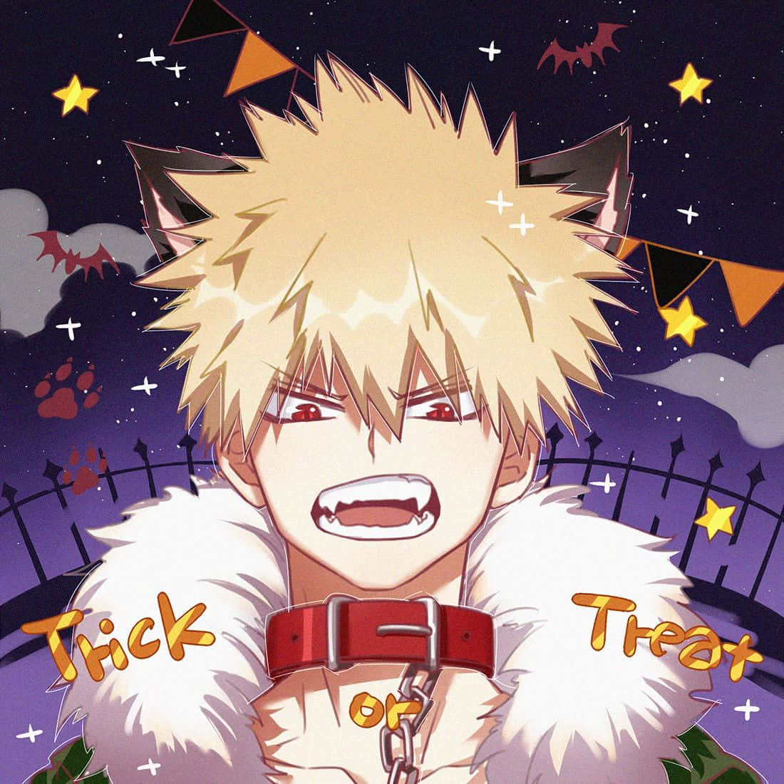 A Close-up Of The Vibrant And Distinct Features Of Bakugou's Face Background