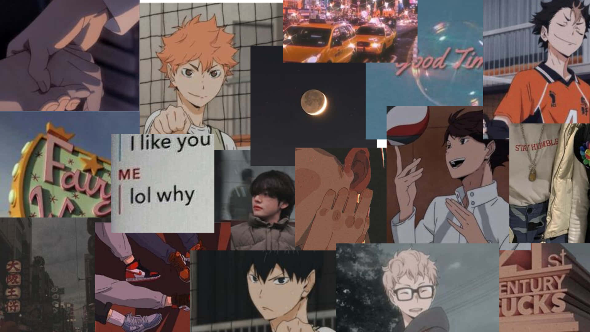 A Collage Of Anime Characters And Images Background