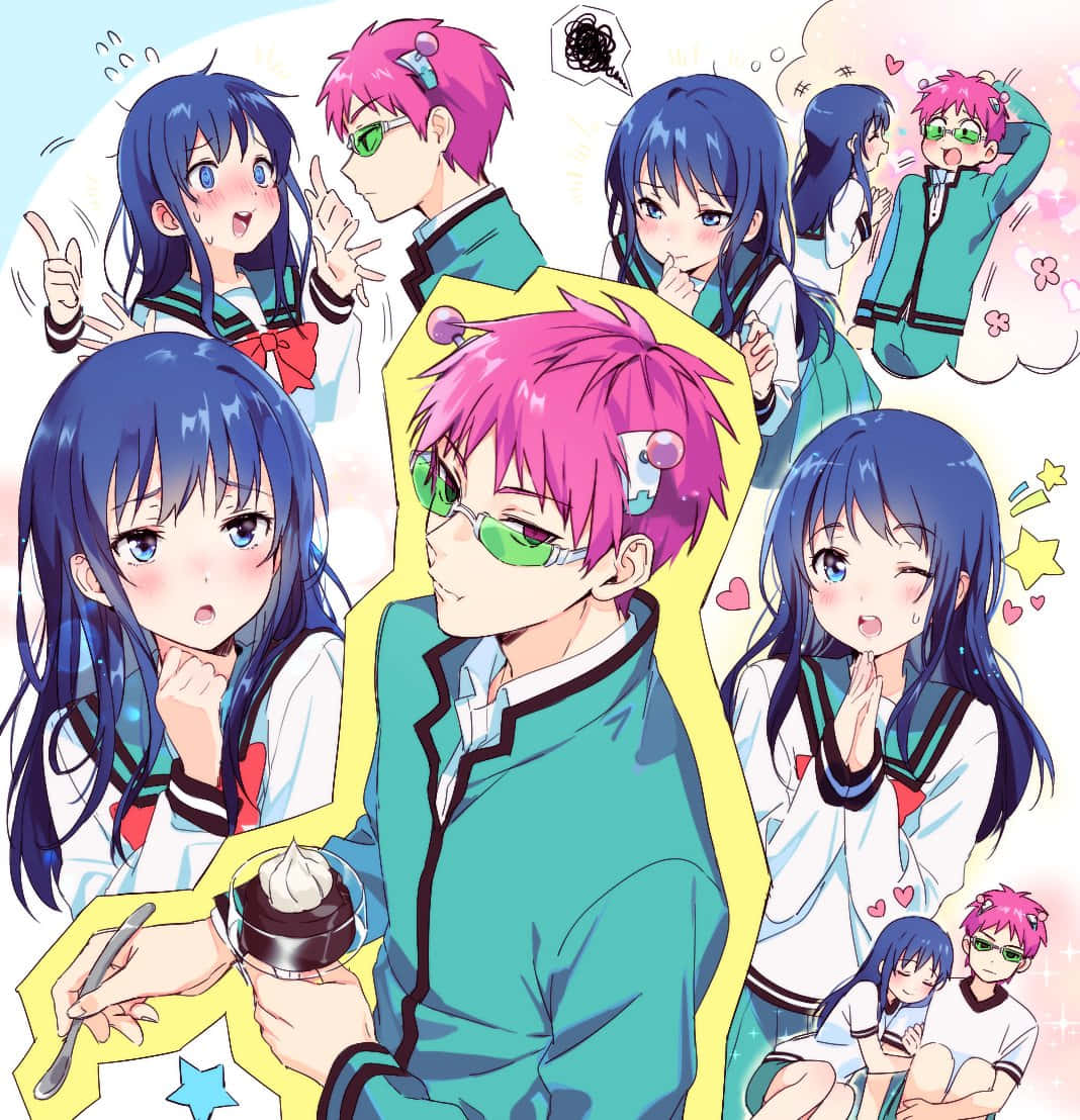 A Collage Of Anime Characters With Different Poses Background