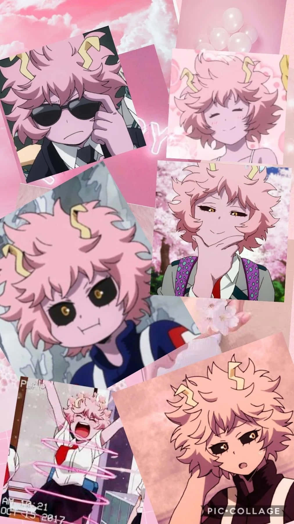 A Collage Of Anime Characters With Pink Hair Background