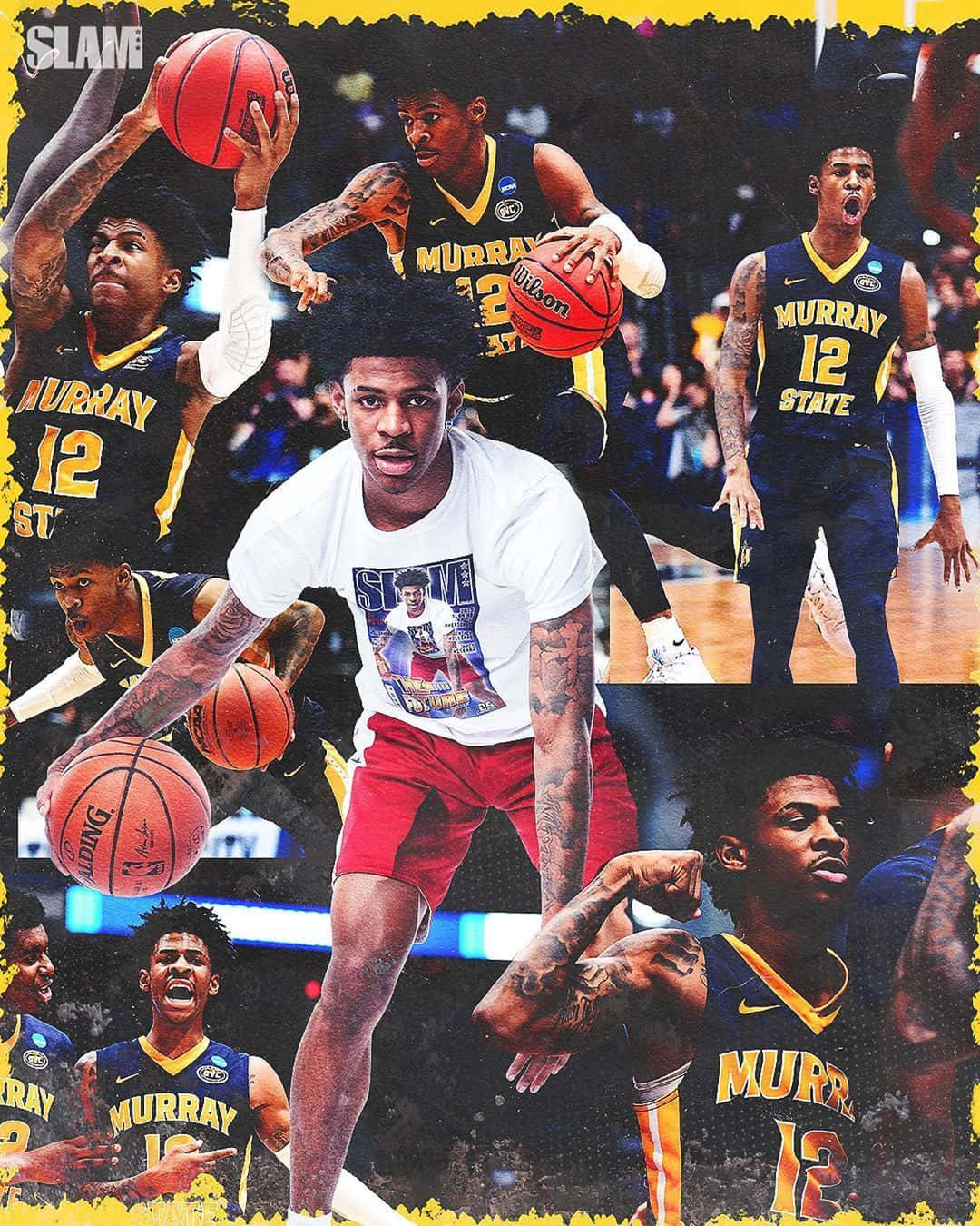 A Collage Of Basketball Players In Action Background