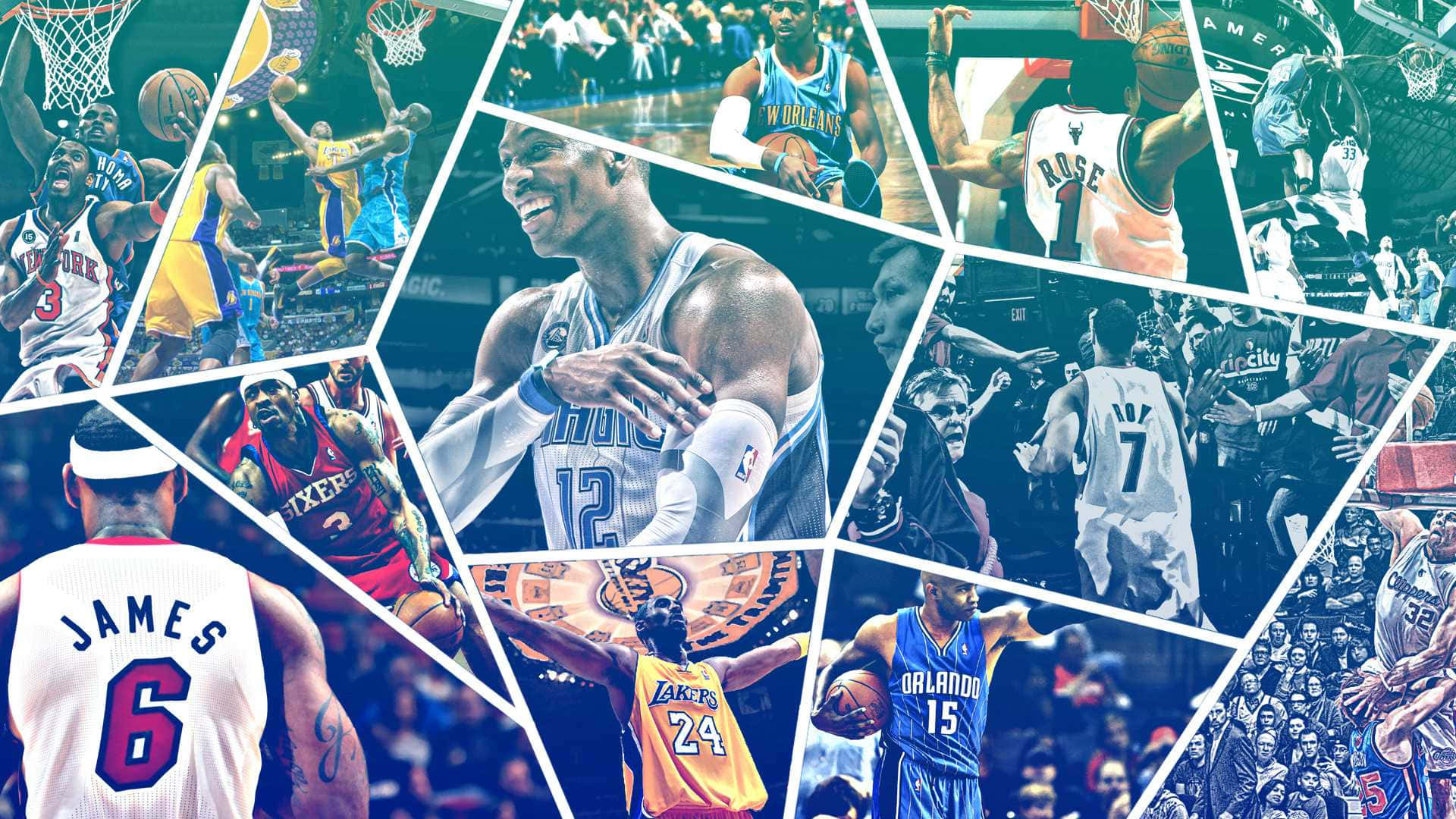 A Collage Of Basketball Players In Different Poses