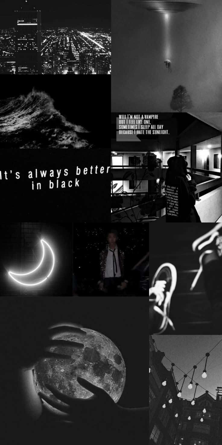A Collage Of Black And White Photos With The Words It's Always Better In The Dark Background