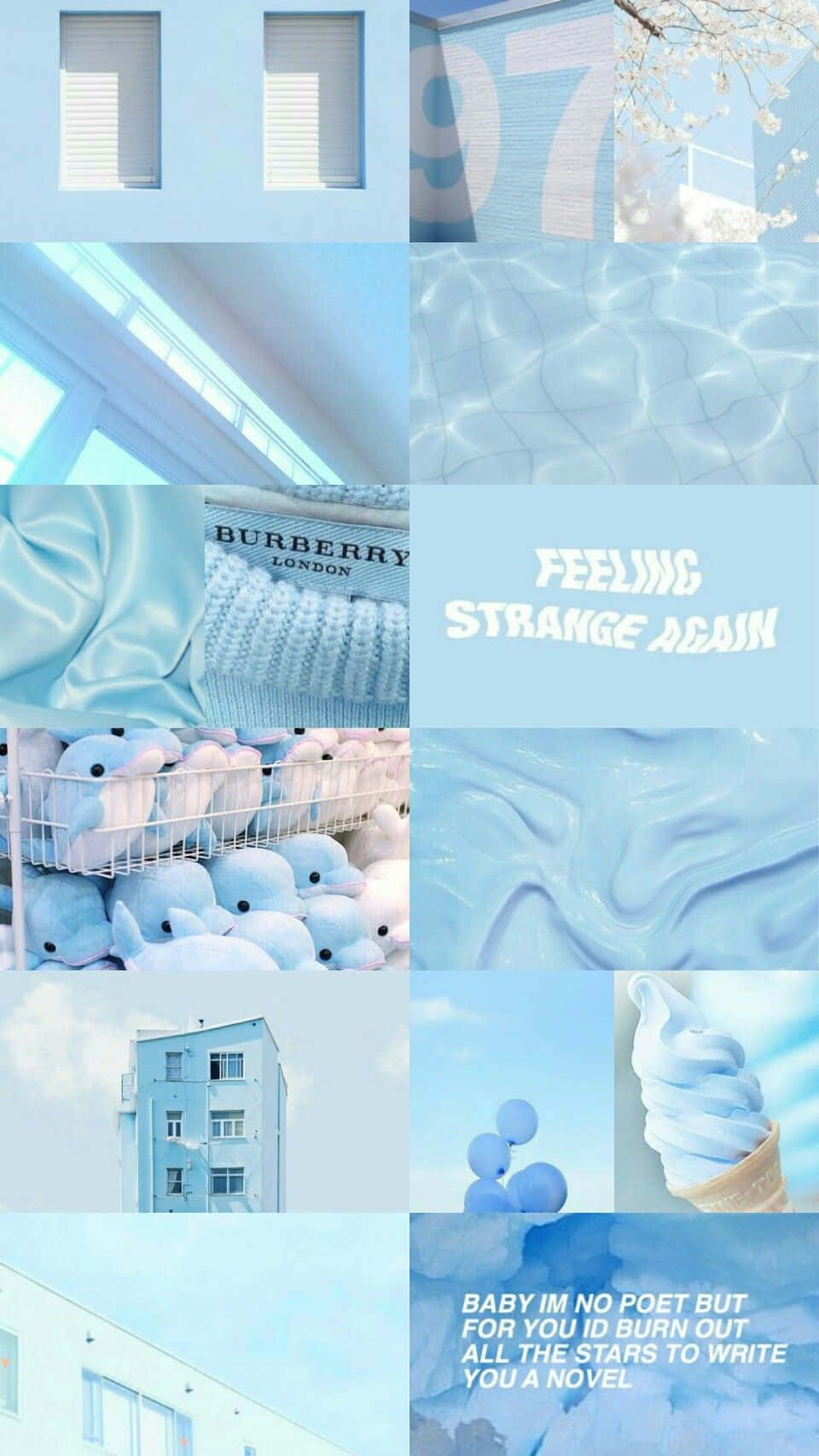 A Collage Of Blue And White Pictures Background