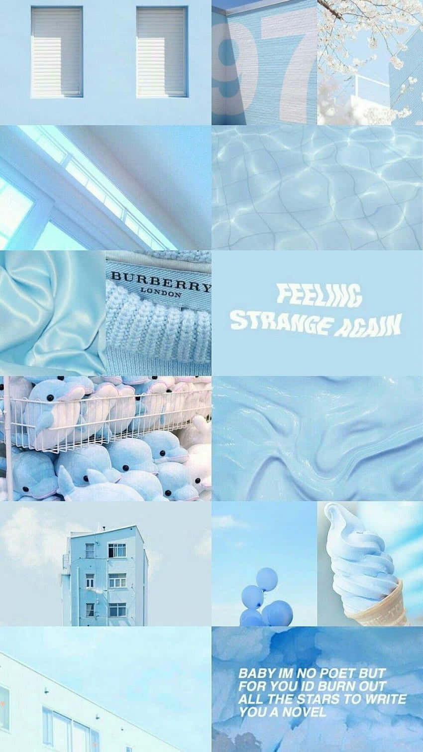 A Collage Of Blue And White Pictures