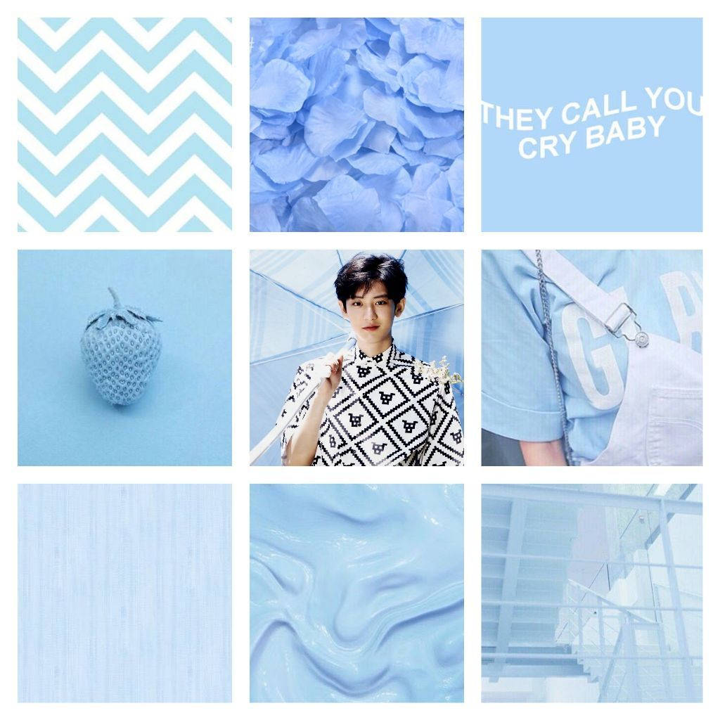 A Collage Of Blue And White Pictures With The Words They Call Cry Baby